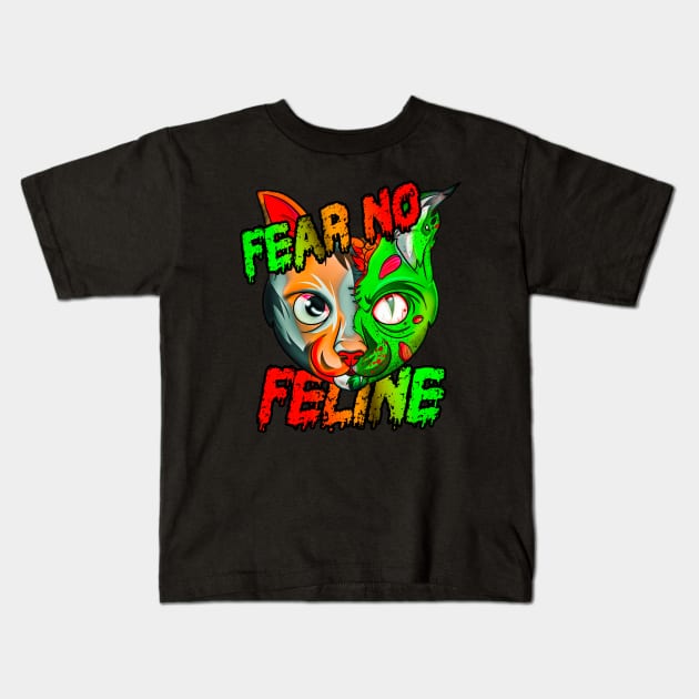 Fear No Feline Zombie Kids T-Shirt by Trendy Black Sheep